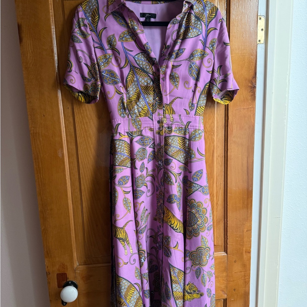J. Crew Purple Buttoned Midi dress